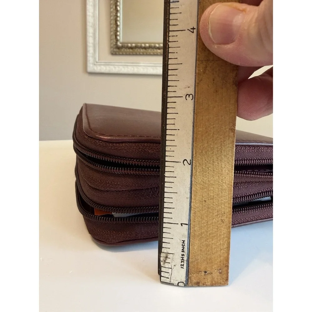 Willi Wear Organizer Planner,  Wallet Wristlet,  Double Zip, Burgundy, Y2k, Calc